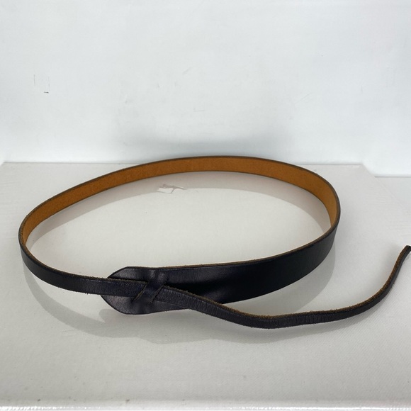 Unique Asymmetrical Black Leather Belt Thin Waist Statement Belt main image 7